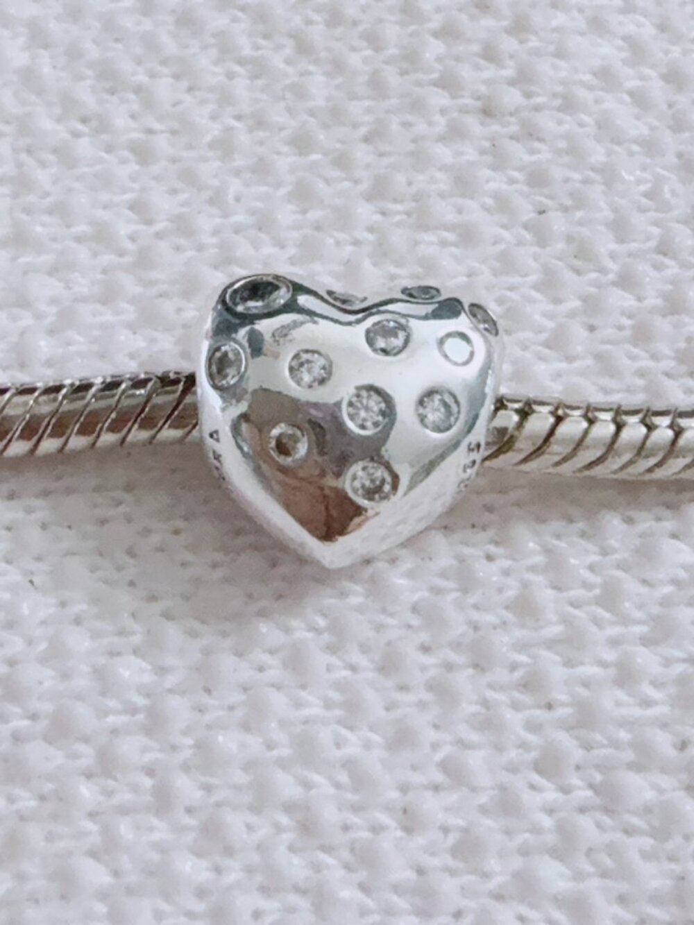 Sparkle of Love Heart Charm Sterling Silver Charm For Pandora Bracelet